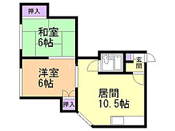はまなすパーク 2階2LDKの間取り