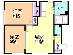 エイクシティナルディ 2LDKの間取図画像