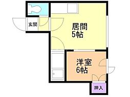 早稲田ビル 1DKの間取図画像