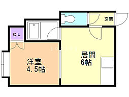 メイプルヒルズ南郷 1DKの間取図画像