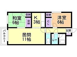 フラット57 2LDKの間取図画像