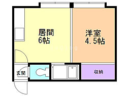 サンコート栄通13B棟 1DKの間取図画像