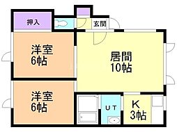 ハイデンスA 2LDKの間取図画像