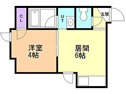 グロリア南郷 1DKの間取図画像