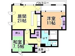 メゾンドブラン 2LDKの間取図画像