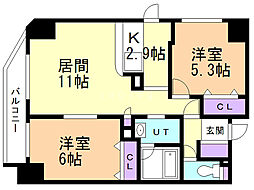 スカイコート 2LDKの間取図画像