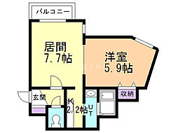 コーポげんじ菊水 1LDKの間取図画像