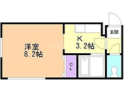 S・リュミエール 1Kの間取図画像