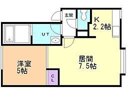ティアナ弐番館 1LDKの間取図画像