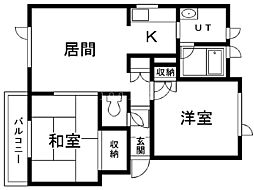 パープルコート 2LDKの間取図画像