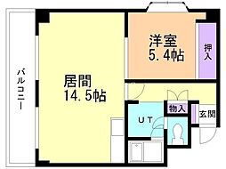 コーポN3 1LDKの間取図画像