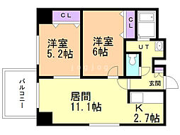 グレイスコート菊水 2LDKの間取図画像