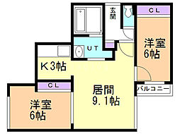 southnana 2LDKの間取図画像