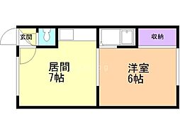ハイムカトレア 1DKの間取図画像
