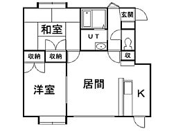 ホワイトリバー 2LDKの間取図画像