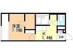 レオパレス大樹 1Kの間取図画像