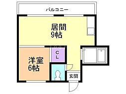 レインボーカズ栄通21丁目 1DKの間取図画像