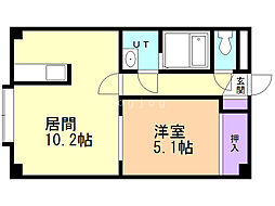 カリス南郷 1LDKの間取図画像