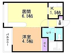 ダイアナ白石ヒルズ3 1LDKの間取図画像