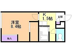 レオパレスエルフレール 1Kの間取図画像