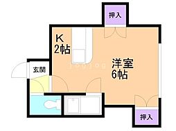 ビッグバーンズマンション南郷 1Kの間取図画像
