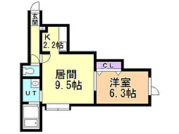 カルグランデ白石 1LDKの間取図画像
