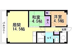 サウスヒル 2LDKの間取図画像