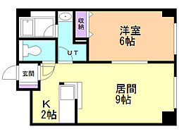 ラアムール白石 1LDKの間取図画像
