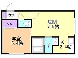 グランメール南郷通11 1LDKの間取図画像