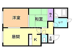 ブロードコート白石 2LDKの間取図画像