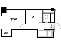 コスモス菊水 1Kの間取図画像