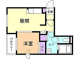 カーム19 1LDKの間取図画像