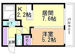 Gloir平和通 1LDKの間取図画像