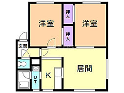 プレイス61 2LDKの間取図画像