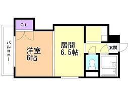 スタジオ7 1DKの間取図画像