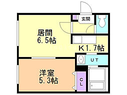 ソフィアステージ札幌白石 1DKの間取図画像