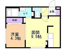 amadeus本通 1LDKの間取図画像
