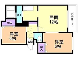 グランカーサ菊水 2LDKの間取図画像
