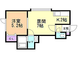 メイプル白石 1LDKの間取図画像