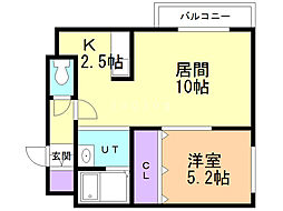 クラリス東札幌2 1LDKの間取図画像