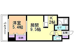 パークヒルズ白石 1LDKの間取図画像
