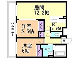 レジデンス白石中央1 2LDKの間取図画像