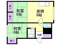 宝ハイツ 2LDKの間取図画像