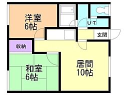 谷浦マンション 2LDKの間取図画像
