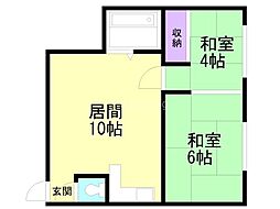 遠藤マンション 2階2LDKの間取り