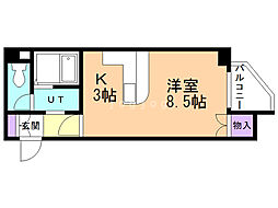 藤井ビル中の島II 1階1Kの間取り