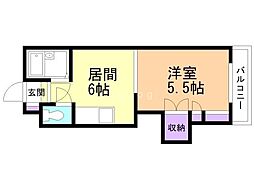 プリンスハイツ 1DKの間取図画像