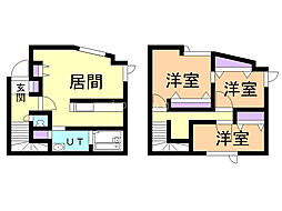 シエル北野 1階3LDKの間取り