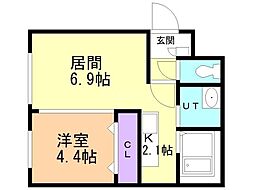 仮）平岸3−17新築 4階1LDKの間取り