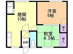 明星マンションA 2LDKの間取図画像